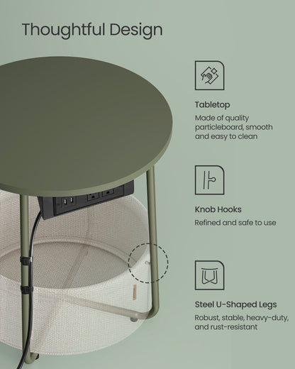 Side Table with Charging Station