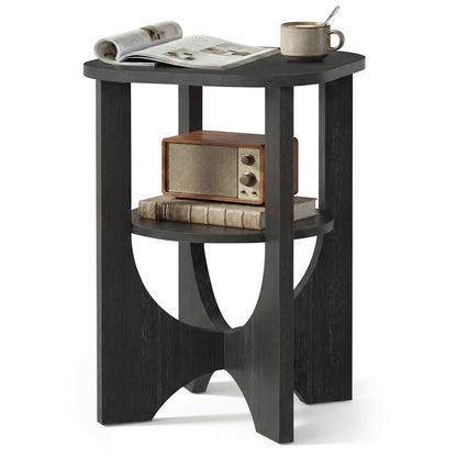 VASAGLE Side Table, 2 Tier Small Accent End Table, Nightstand with Lower Shelf for Small Spaces, Living Room, Bedroom, Charcoal Gray