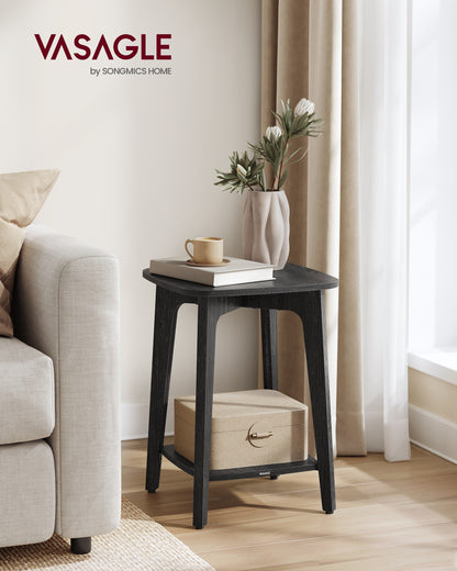 LEDREM Modern Square Side Table with Lower Shelf, 2-Tier Small End Table/Nightstand, Space-Saving 15.7x15.7x21.5 Inch, Charcoal Gray