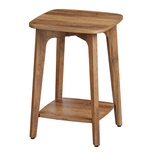 Side Table, Small Square End Table with Lower Shelf, Nightstand for Small Spaces