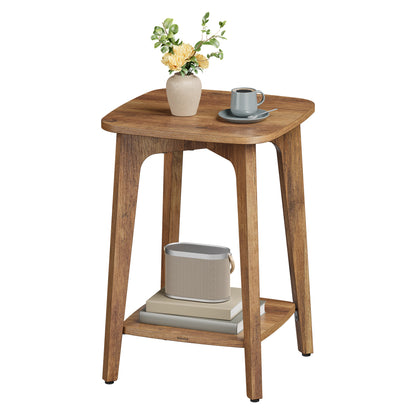 Side Table, Small Square End Table with Lower Shelf, Nightstand for Small Spaces