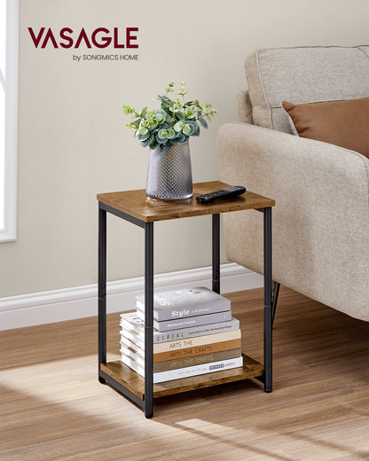 VASAGLE Side Table, Small End Table, Nightstand, Rustic Brown and Black