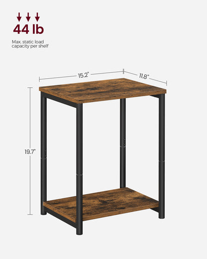 VASAGLE Side Table, Small End Table, Nightstand, Rustic Brown and Black