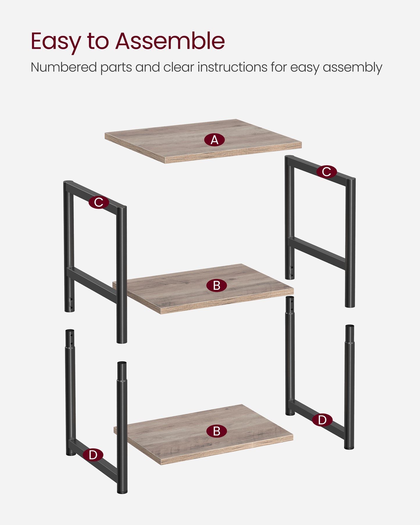 Side Table, Small End Table, Tall Nightstand for Living Room, Bedroom, Office, Bathroom, Greige and Classic Black