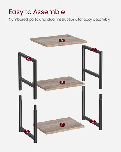 Side Table, Small End Table, Tall Nightstand for Living Room, Bedroom, Office, Bathroom, Greige and Classic Black