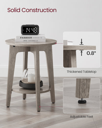 Round End Table Farmhouse Small Side Table Living Room Corner Table Drink Table Greige