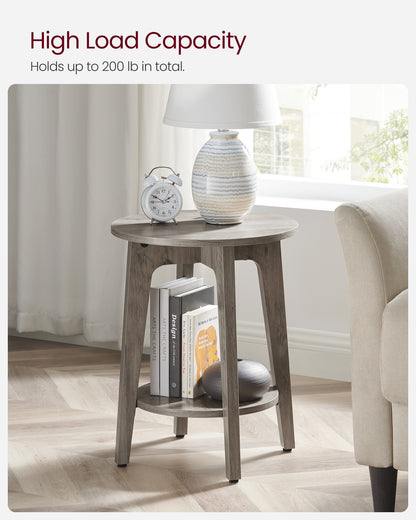 Round End Table Farmhouse Small Side Table Living Room Corner Table Drink Table Greige