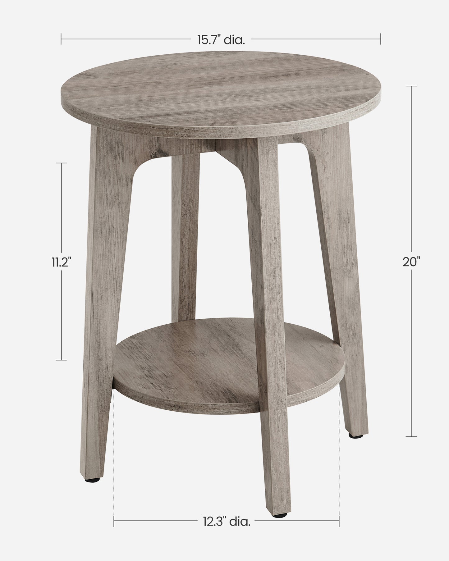 Round End Table Farmhouse Small Side Table Living Room Corner Table Drink Table Greige