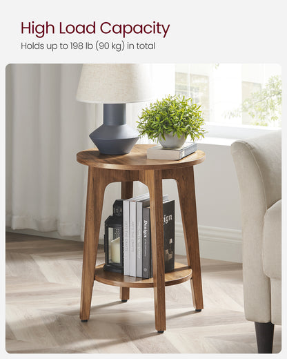 Round End Table Farmhouse Small Side Table Living Room Corner Table Drink Table Rustic Walnut