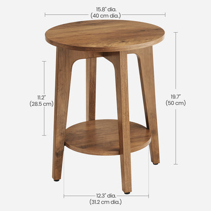 Round End Table Farmhouse Small Side Table Living Room Corner Table Drink Table Rustic Walnut