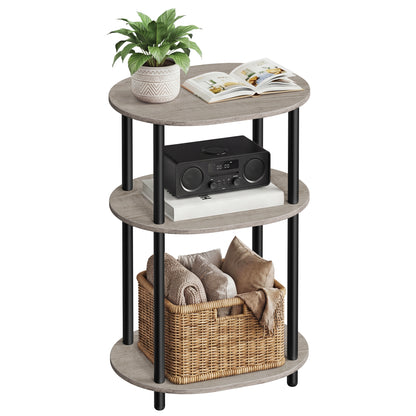 VASAGLE Side Table, Small End Table, Tall Nightstand for Living Room, Bedroom, Office, Bathroom, Steel Frame, Heather Greige and Ink Black
