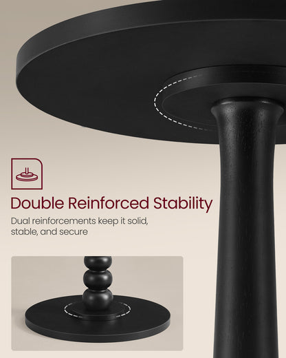 VASAGLE MARIEL Collection - Side Table, Accent Nightstand for Small Spaces, Round End Drink Table, Solid Wood Leg, Mid-Century Modern, Ink Blac