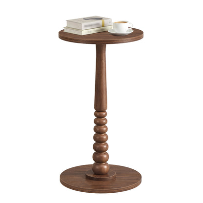 VASAGLE MARIEL Collection - Side Table, Accent Nightstand, Round End Drink Table, Solid Wood Leg, Mid-Century Modern, Chestnut Walnut