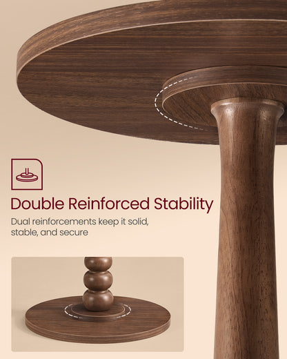 VASAGLE MARIEL Collection - Side Table, Accent Nightstand, Round End Drink Table, Solid Wood Leg, Mid-Century Modern, Chestnut Walnut