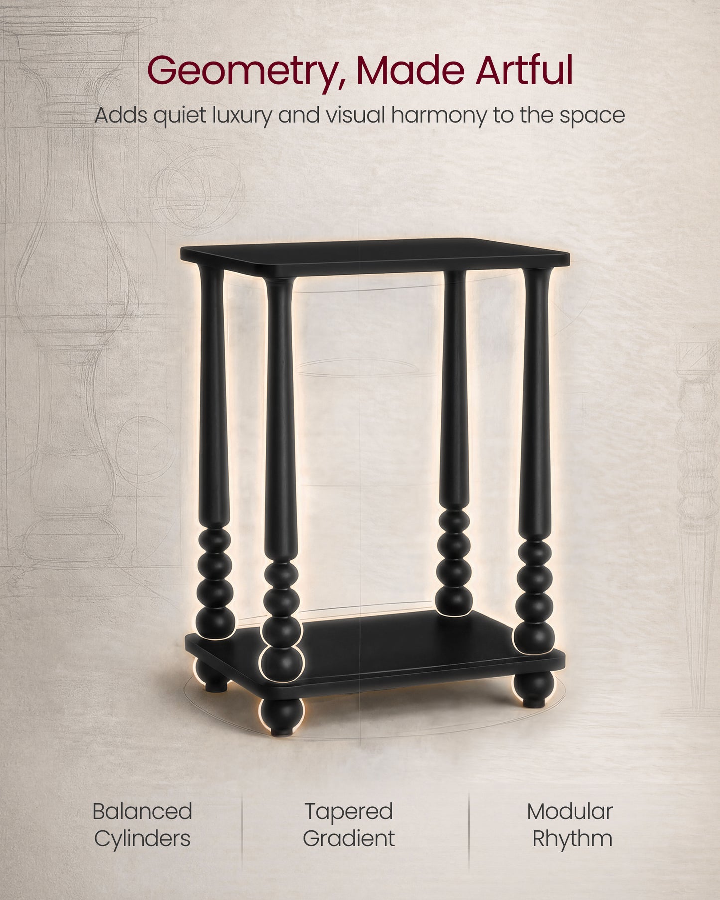 VASAGLE MARIEL Collection - Side Table, Accent Nightstand for Small Spaces, Rectangular End Table with Shelf, Solid Wood Legs, Ink Black