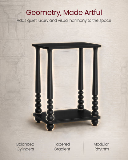 VASAGLE MARIEL Collection - Side Table, Accent Nightstand for Small Spaces, Rectangular End Table with Shelf, Solid Wood Legs, Ink Black