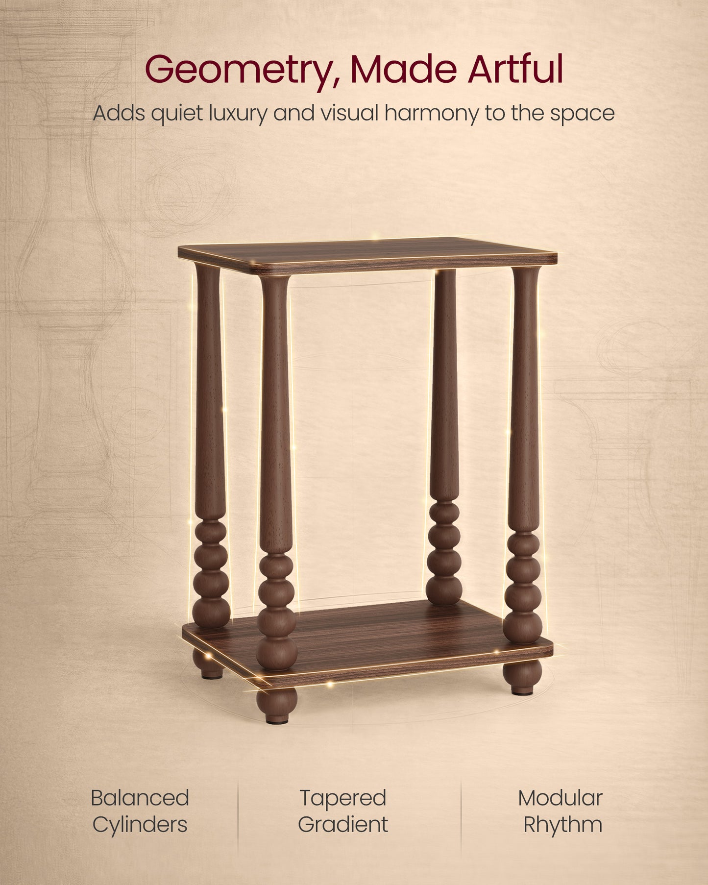 VASAGLE MARIEL Collection - Side Table, Accent Nightstand for Small Spaces, Rectangular End Table with Shelf, Solid Wood Legs, Chestnut Walnut