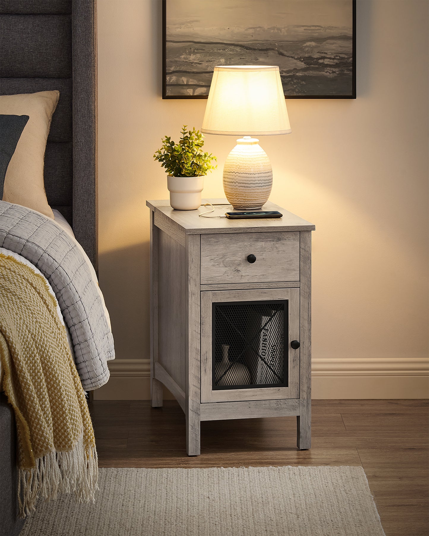 Side Table With Charging Station End Table Side Table Livingroom End Table Narrow End Table With Drawers Living Room Storage Nightstand