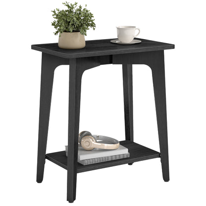 VASAGLE MAEZO Collection - Side Table, 2-Tier Small Rectangular End Table with Tapered Legs, Curved Transitions, for Small Spaces, Charcoal Gray