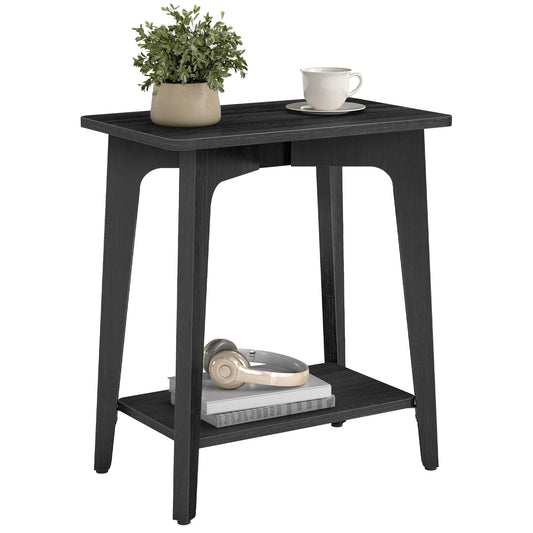 VASAGLE MAEZO Collection - Side Table, 2-Tier Small Rectangular End Table with Tapered Legs, Curved Transitions, for Small Spaces, Charcoal Gray