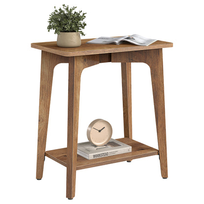 2-Tier Side Table, Small Rectangular End Table, Nightstand for Small Spaces, Living Room, Bedroom, Brown
