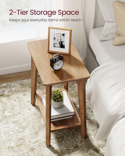 2-Tier Side Table, Small Rectangular End Table, Nightstand for Small Spaces, Living Room, Bedroom, Brown