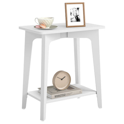 VASAGLE MAEZO Collection - Side Table, 2-Tier Small Rectangular End Table with Tapered Legs, Curved Transitions, for Small Spaces, Cloud White