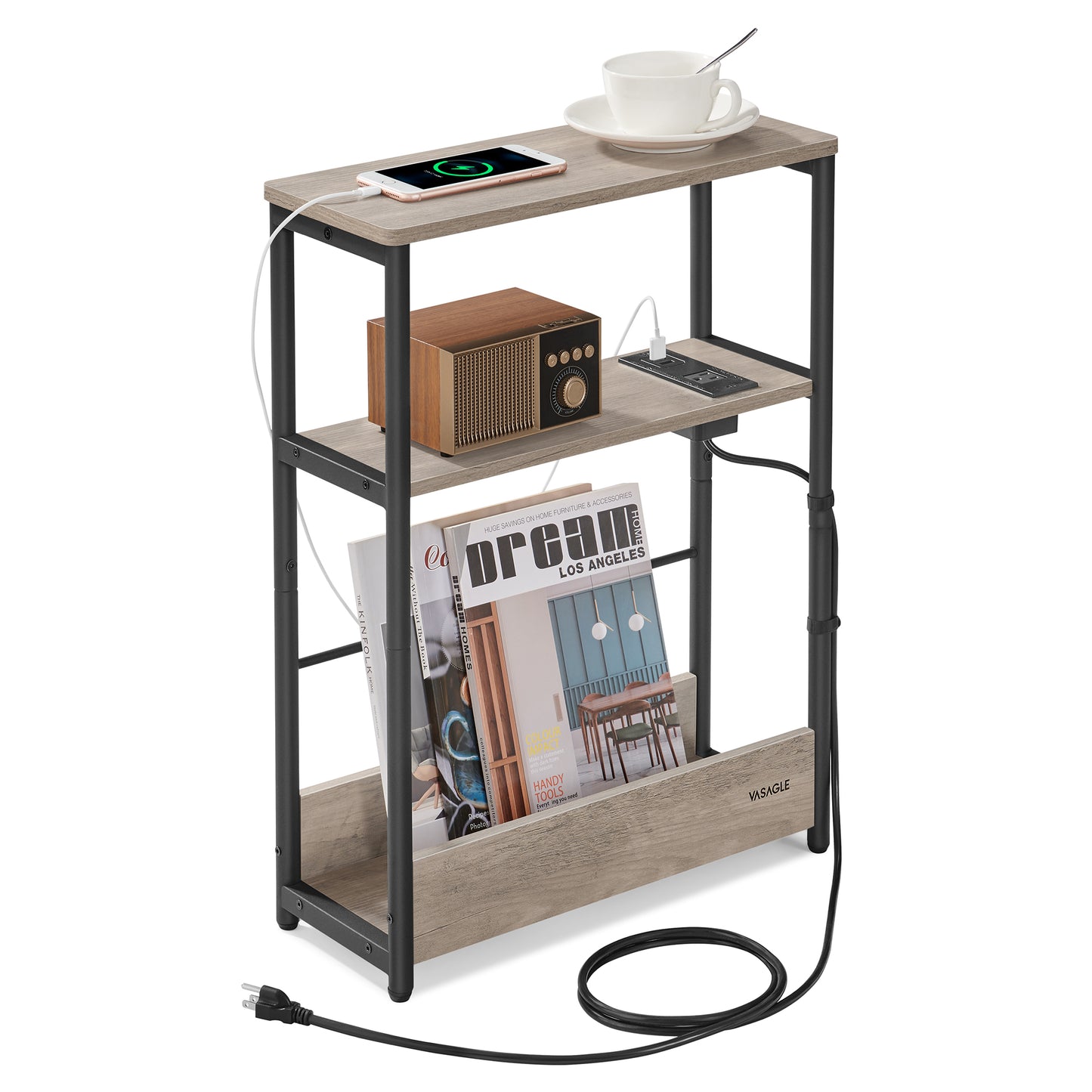 Side Table with Charging Station