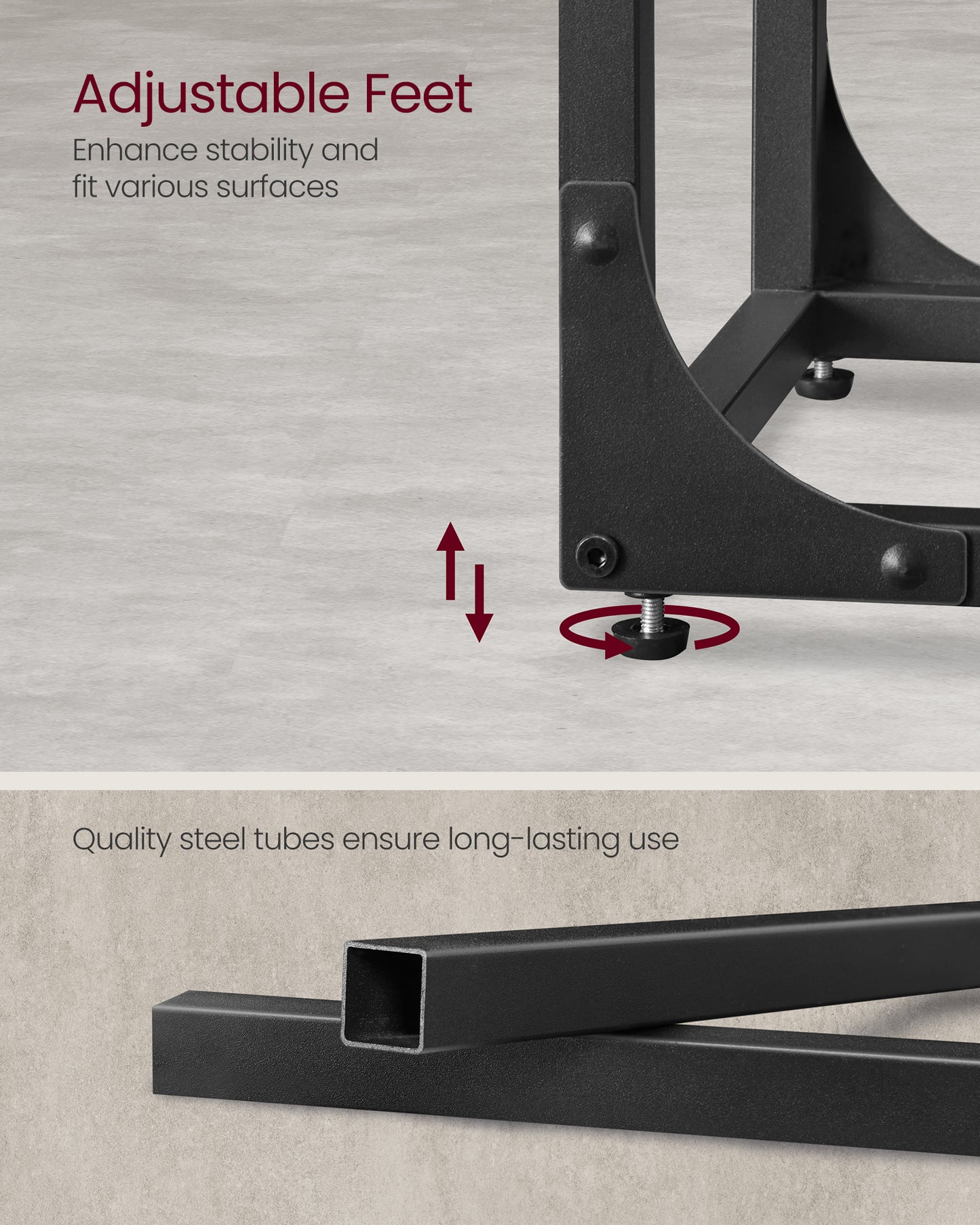 C-Shaped End Table, Small Side Table for Couch, Sofa Table with Metal Frame for Living Room, Bedroom, Bedside, Greige and Black