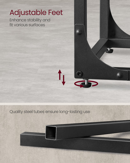 C-Shaped End Table, Small Side Table for Couch, Sofa Table with Metal Frame for Living Room, Bedroom, Bedside, Greige and Black