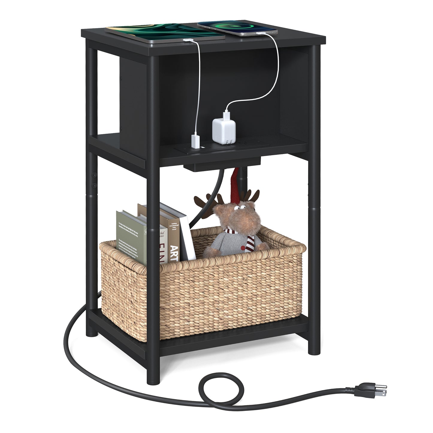Side Table Bedside Table End Tables Living Room Side Tables Living Room Nightstand With Usb Ports And Outlets Small Tables For Small Spaces
