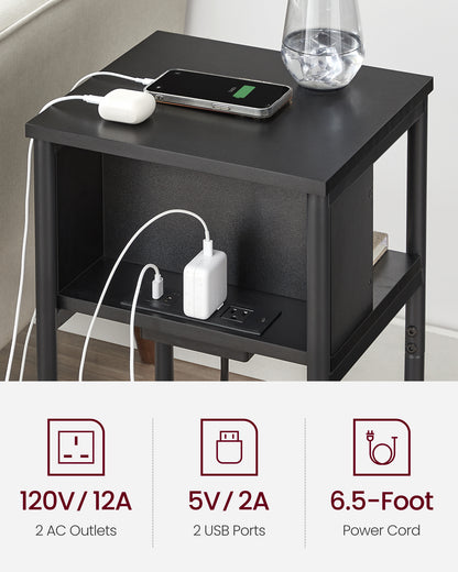 Side Table Bedside Table End Tables Living Room Side Tables Living Room Nightstand With Usb Ports And Outlets Small Tables For Small Spaces