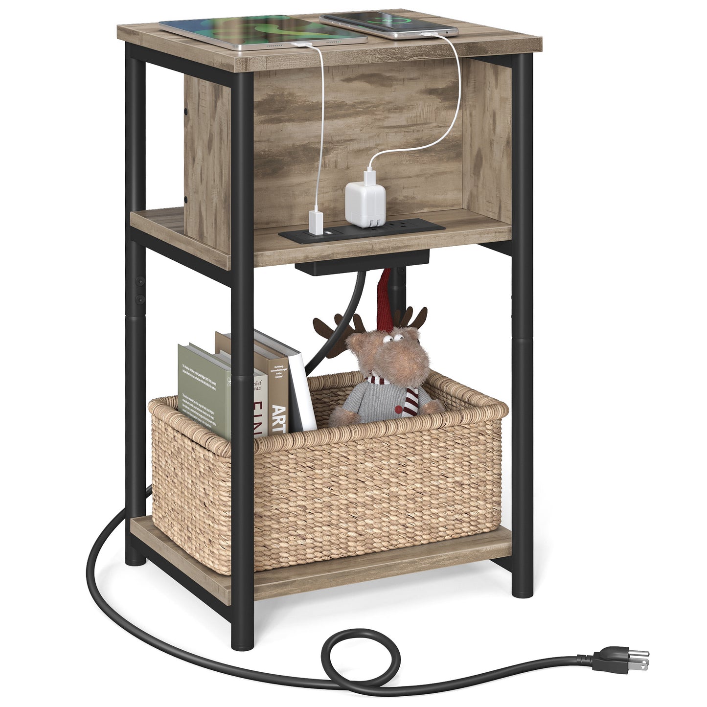 Side Table with Charging Station
