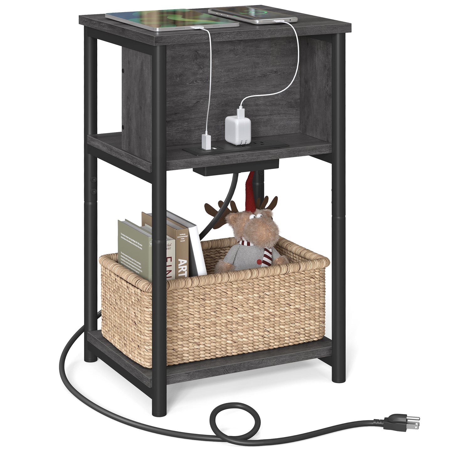 Side Table with Charging Station