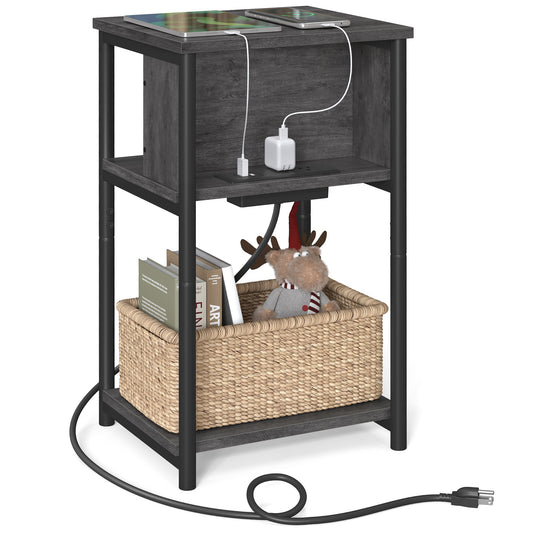 Side Table with Charging Station