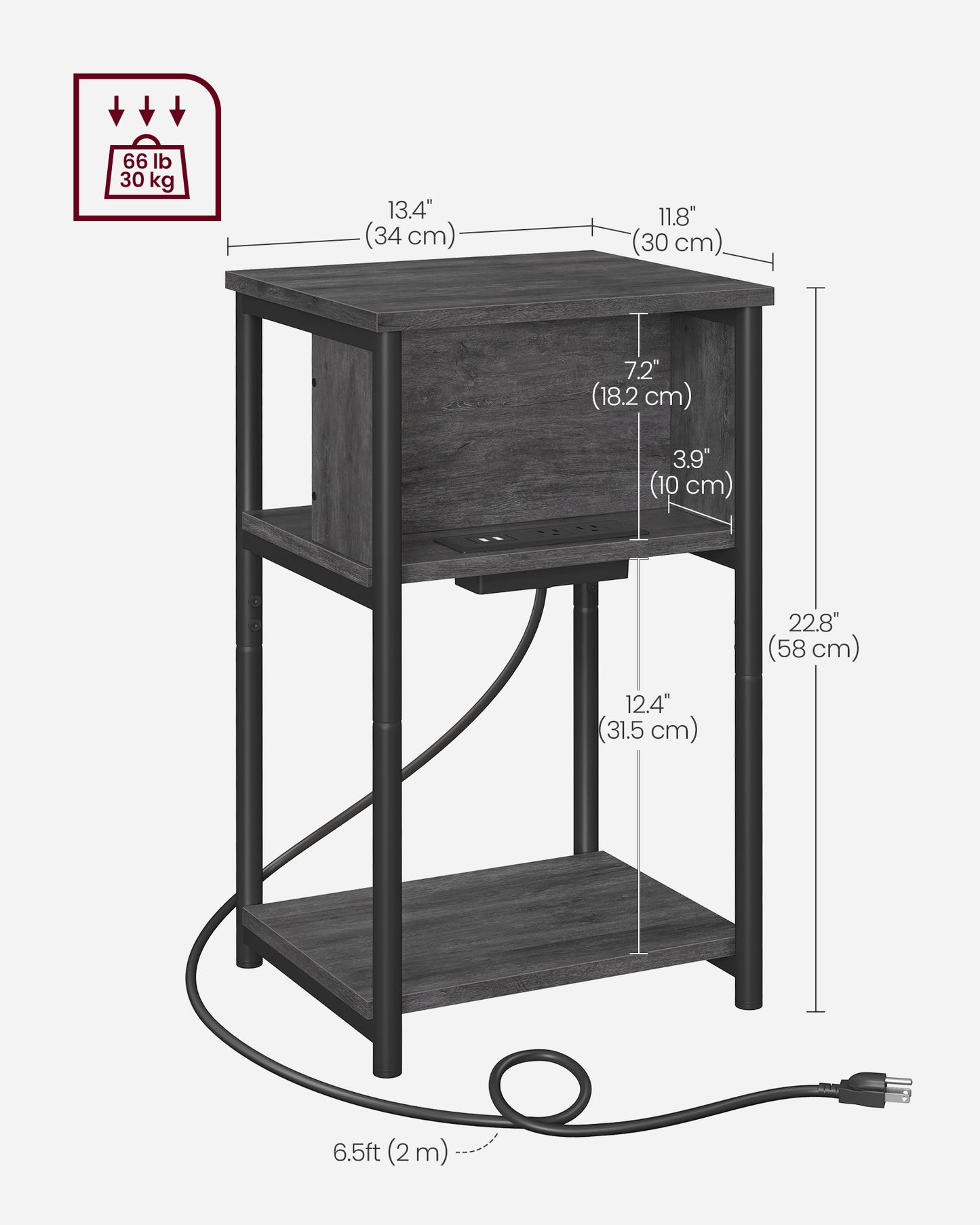 Side Table with Charging Station