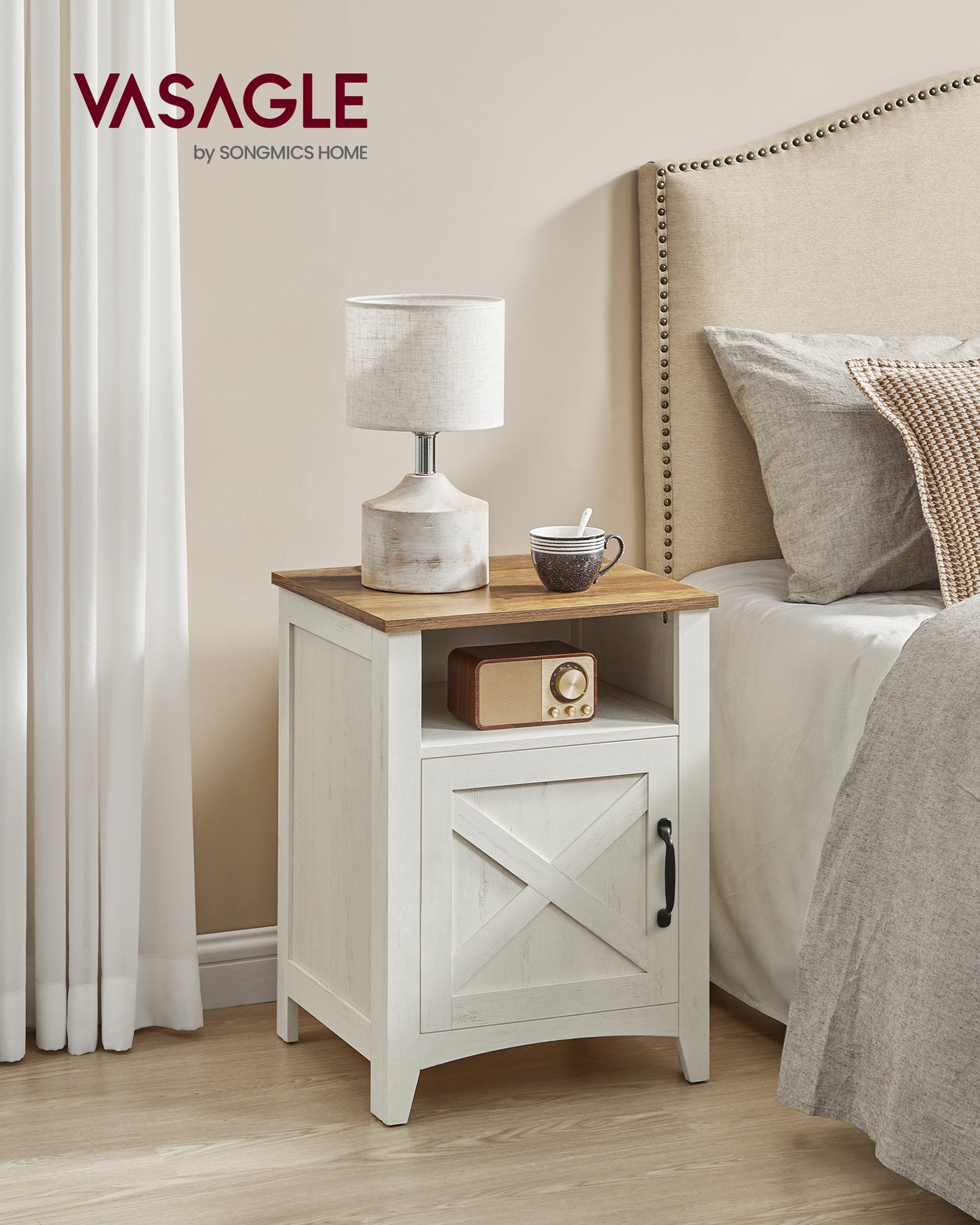 Set of 2 Farmhouse Nightstands with Barn Doors - Rustic Charm and Versatile Storage for Your Hom