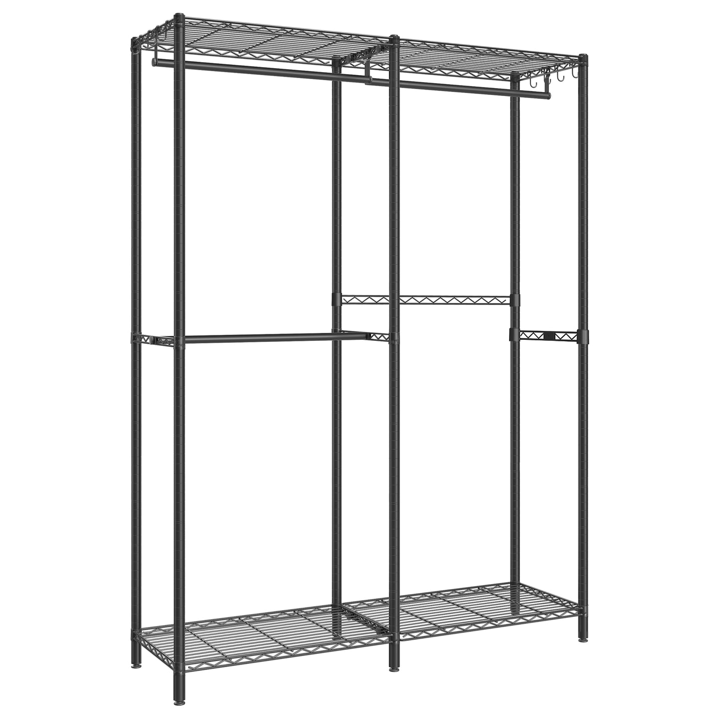 SONGMICS Clothes Rack, Freestanding Wardrobe Closet, Metal Clothing Racks, Heavy-Duty Garment Rack with Adjustable Wire Shelves, Ink Black