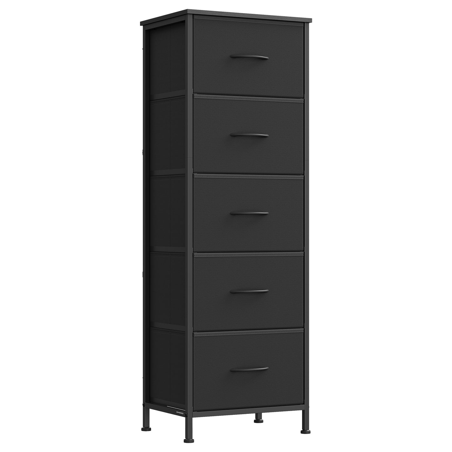 5-Drawer Fabric Dresser with Steel Frame, 66 lb Top Load Chest of Drawers, Multi-Use Storage Organizer for Bedroom, Ink Black