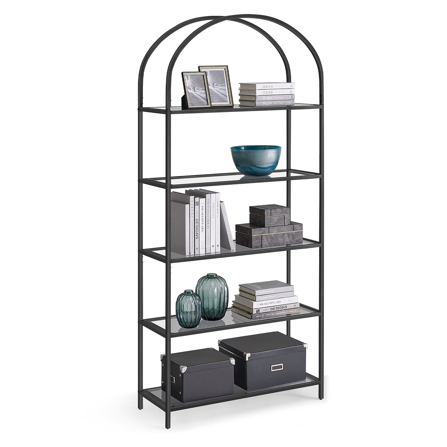 VASAGLE 5-Tier Bookshelf Display Storage Shelf Modern Bookcase with Metal Frame for Bedroom Living Room