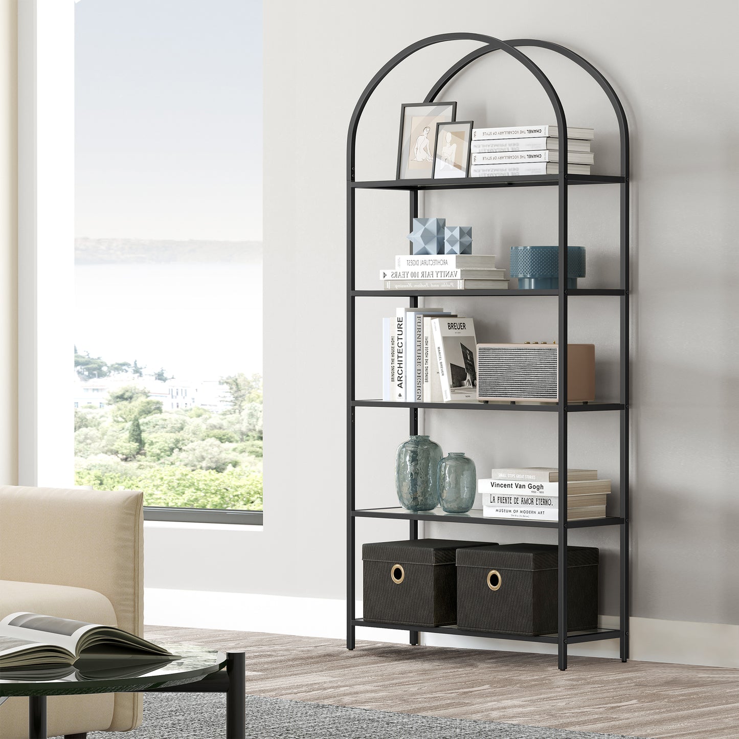 VASAGLE 5-Tier Bookshelf Display Storage Shelf Modern Bookcase with Metal Frame for Bedroom Living Room