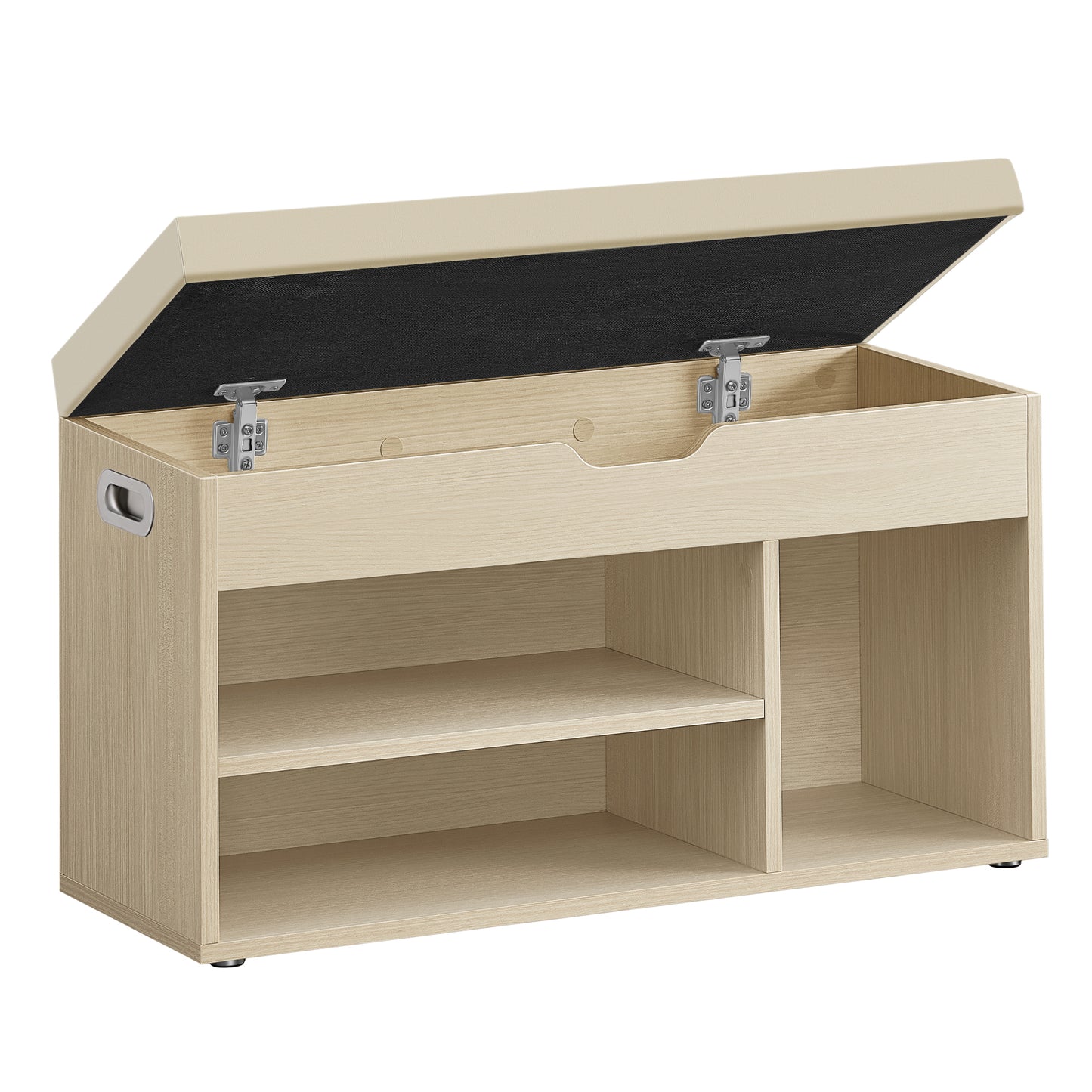 Storage Bench with Cushioned Seat - Versatile Shoe Bench with Hidden Storage, Shelves, Natural Beige, 330 lb Capacity
