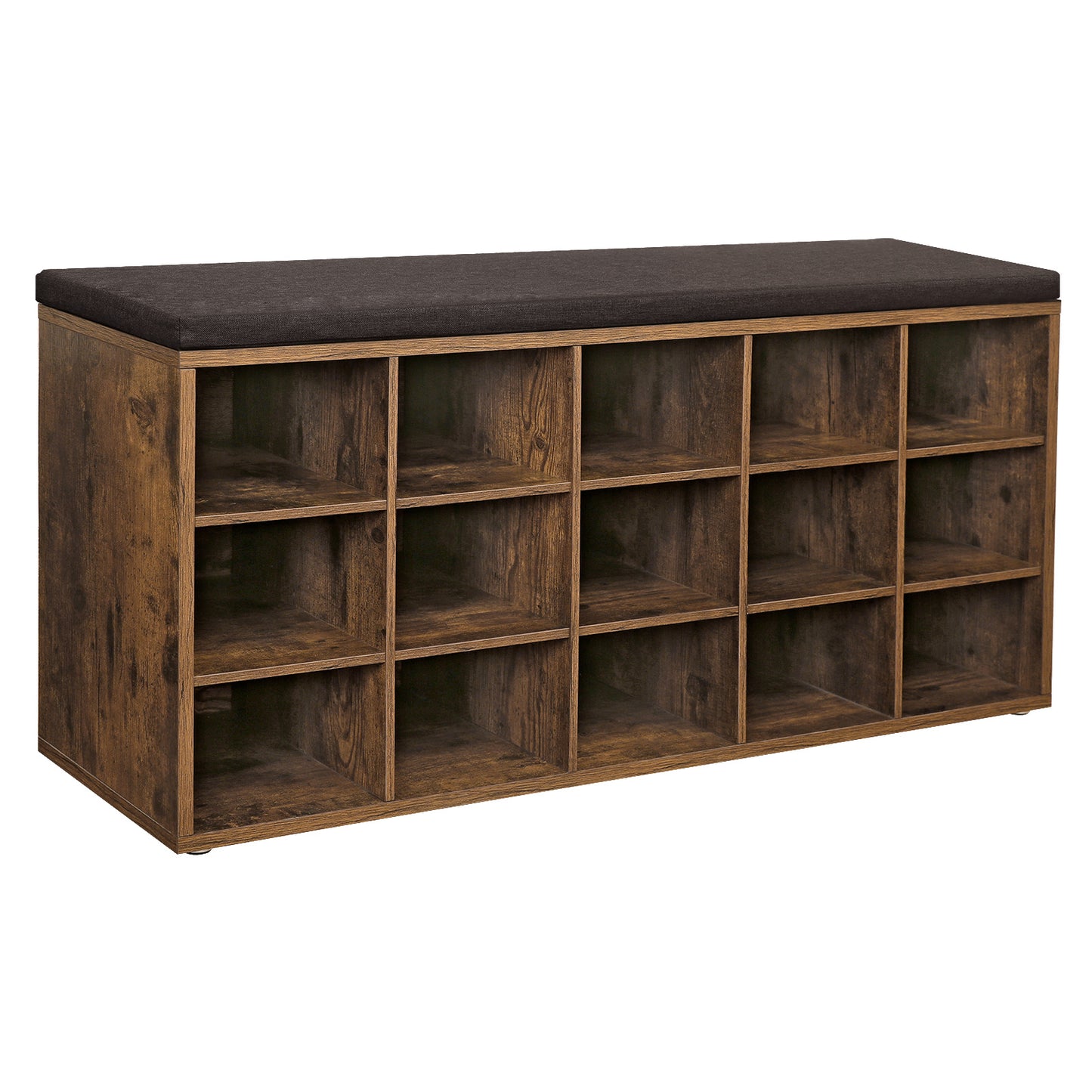Shoe Rack Bench with Cushion 15 Compartments Storage Bench Shoe Bench for Entryway, 11.8 x 41.3 x 18.9 Inches