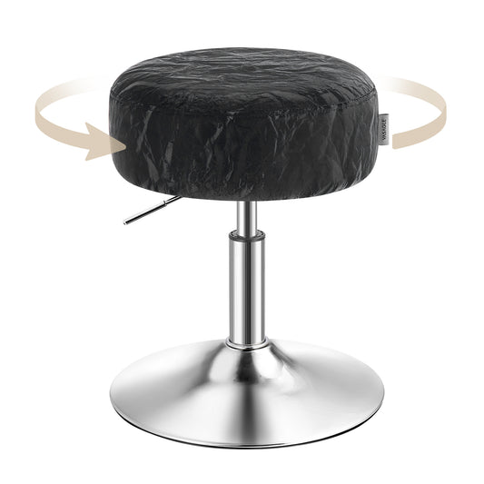 VASAGLE Adjustable Vanity Stool, Makeup Vanity Chair, 360° Swivel, PU Upholstery, Thick Cushion, for Bedroom, Kitchen, Dining Room, Modern, Ink Black