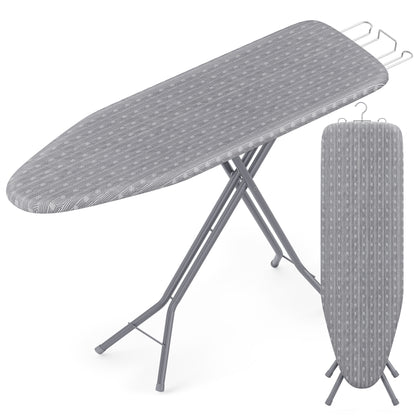 SONGMICS Full Size Ironing Board, Steel Frame with Cover and Sponge Pad, Foldable Standard Ironing Board with Iron Rest, 54 x 14 x 36.6 ", Gray