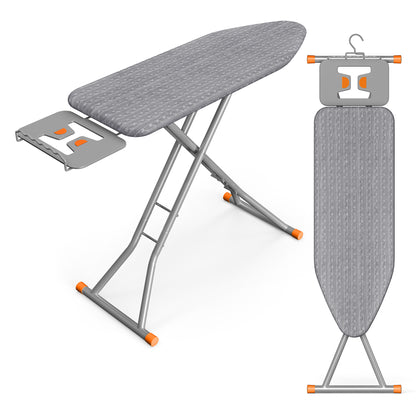 SONGMICS Ironing Board, Retractable Iron Rest, Foldable Iron Board, 43 x 13 Inches, Height Adjustable, Padded with Cover, Hook, Dove Gray