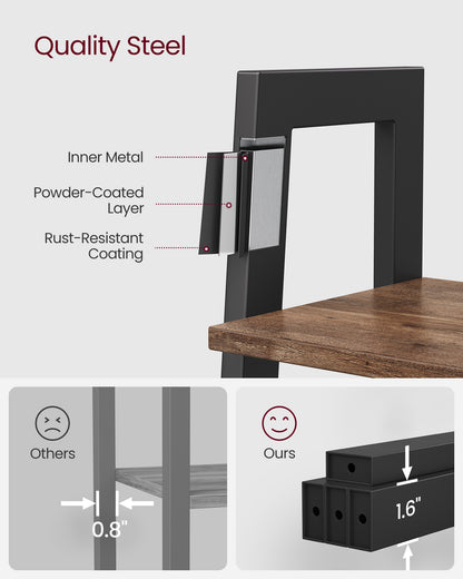 VASAGLE Ladder Shelf Bookshelf Bookcase with Steel Frame Storage Rack Brown