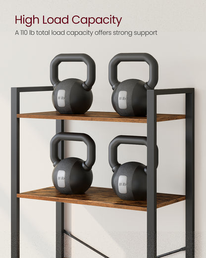 VASAGLE 5-Tier Storage Rack Bookshelf Bookcase 11.8 x 26.0 x 60.6 Inches Rustic Brown and Black