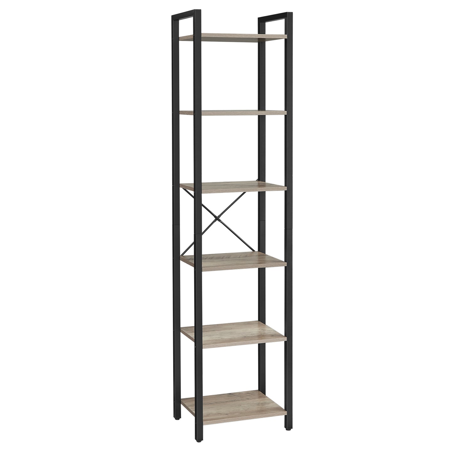 6-Tier Bookshelf, Black Modern Bookcase, Shelving Unit, for Office, Study, Living Room