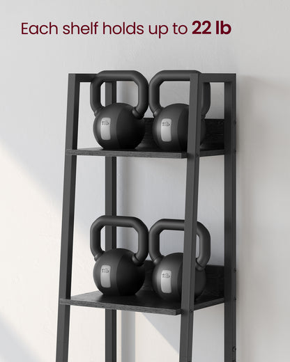 Bookshelf, 5-Tier Narrow Book Shelf, 11.8 x 13.3 x 66.9 Inches, Ladder Shelf for Home Office, Living Room, Bedroom, Kitchen, Ebony Black and Ink Black